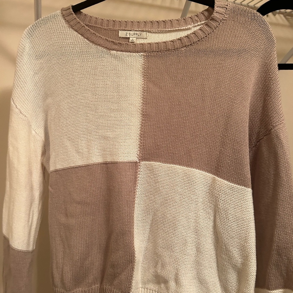 Z Supply Women's Color Block Sweater - Cream and Tan